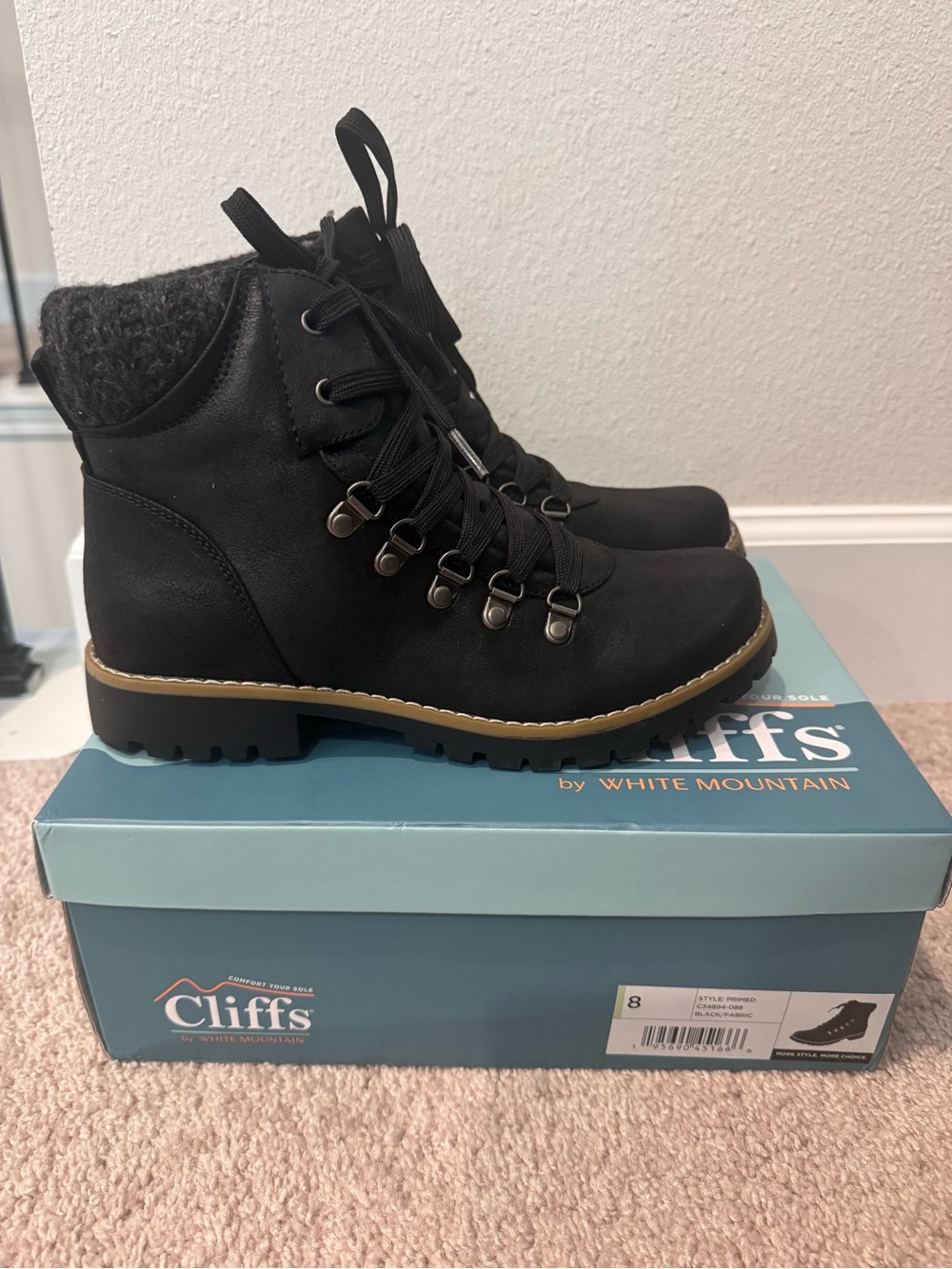 Cliffs by WHITE MOUNTAIN Black Lace-Up Ankle Hiker Boots - Picture 2 of 7
